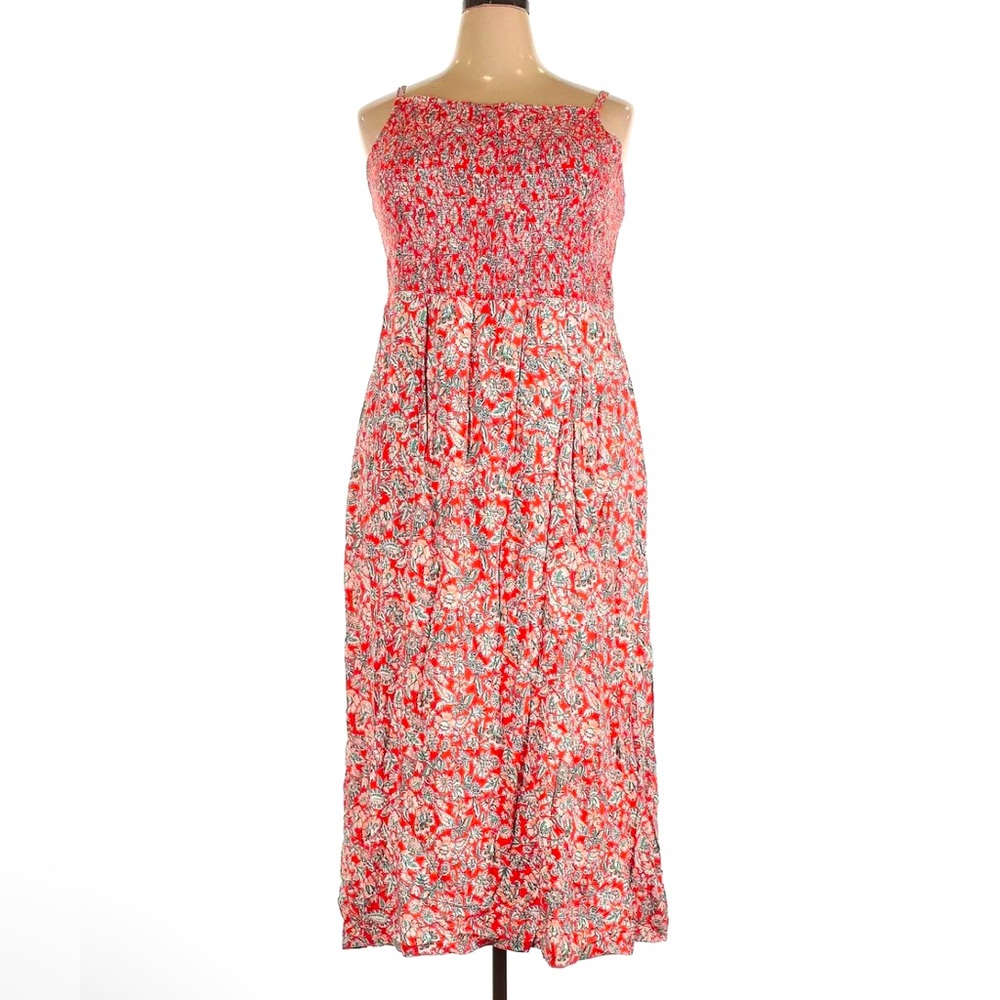 Old Navy Floral Red Maxi Sun Dress XXL